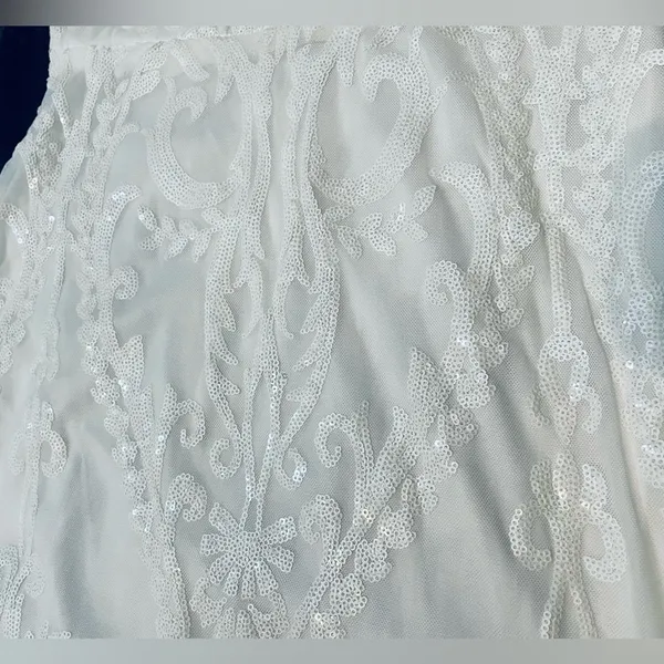 Gorgeous White Strapless Sequin Gown - Image 10