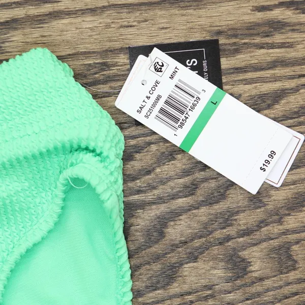 NWT Salt + Cove Juniors Ribbed Banded High-Waist Bikini Bottom Mint Tea Green L - Image 6