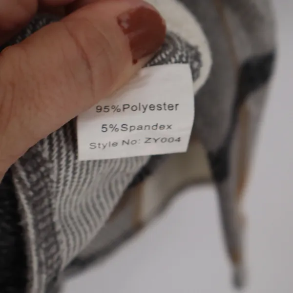 Plaid Longline Shacket Grey Cream Tan Oversized Button Front L - Image 3