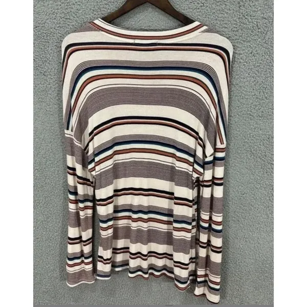 Lulus Striped Top‎ Womens M Multi Color Ribbed Knit Long Sleeve Crew Neck Boho - Image 3
