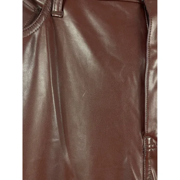 Abercrombie & Fitch 90s Straight Ultra High Rise Vegan Leather Pants Brown 33 - Image 3