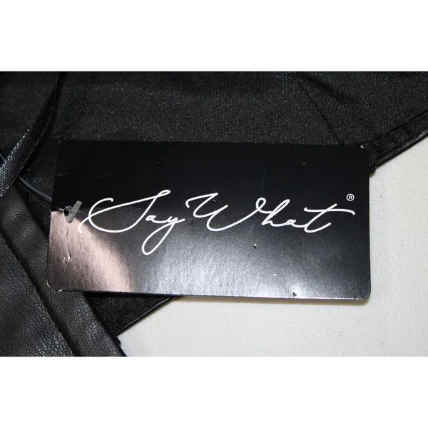 NWT Womens Say What Black Faux Leather Adjustable Straps Bustier Crop Top Size M - Image 6