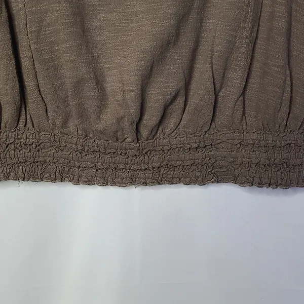 Free People slub embellished green gray crop top blouse sz Small - Image 6