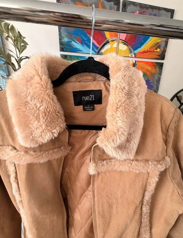 Y2K Penny Lane Genuine Suede Leather Faux Fur Trim Fall Bohemian Jacket Size L - Image 14