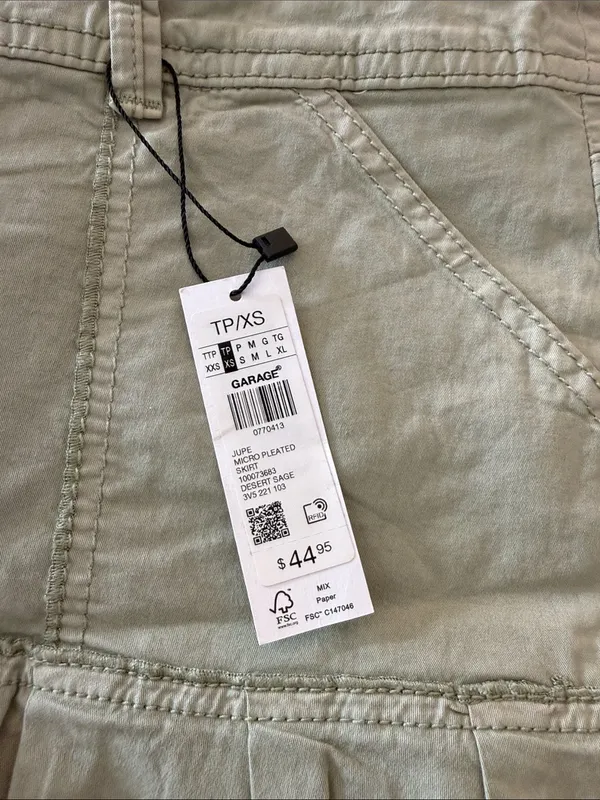Garage Olive Green Ruffle Hem Mini Skirt - Image 2