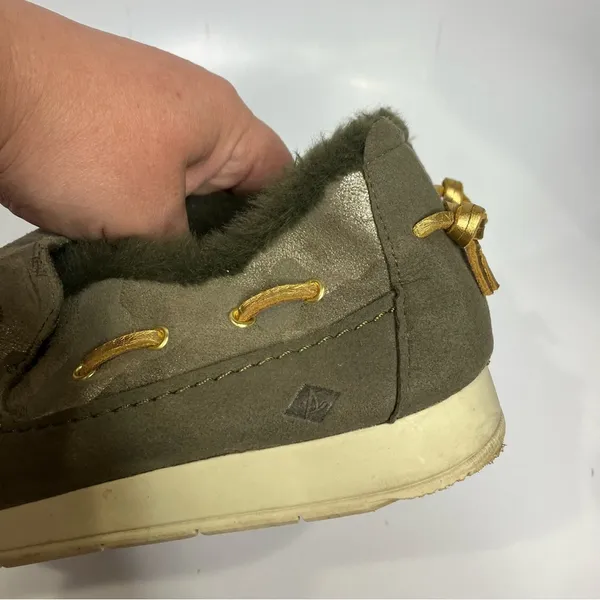 Sperry Moc-sider slip on shoes‎ metallic camouflage women’s size 8.5 faux fur - Image 6