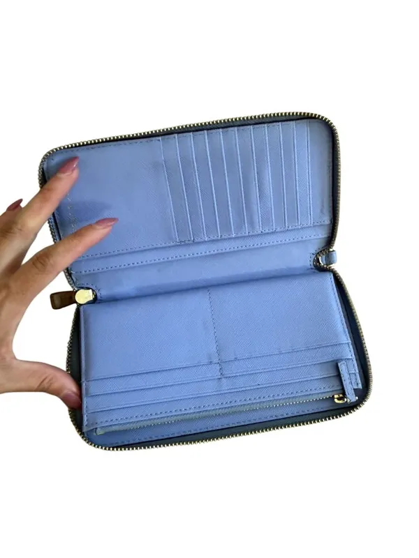 TORY BURCH Periwinkle Leather Zip Clutch Wallet - Image 5