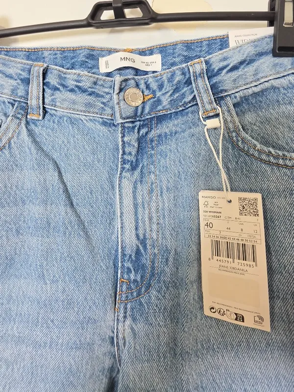 Mango Wideleg Mid-Rise Jeans - Medium Blue - Women's Size 8 - 47083267 - Image 8