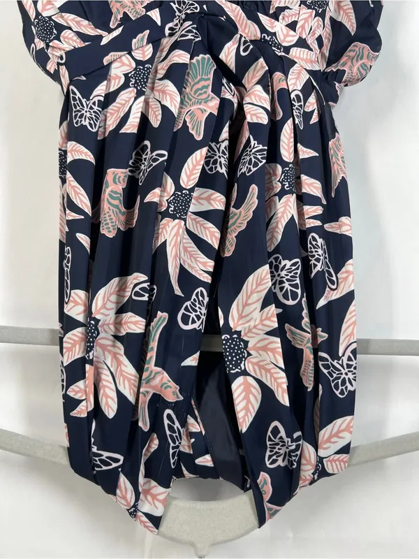 Outerknown Bailey Dress Size 2 Navy Floral Halter Ruffle Mini Dress NWT - Image 3