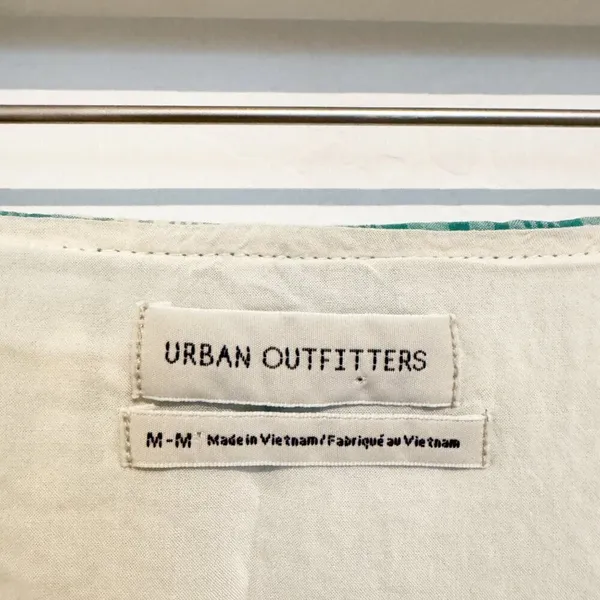 Urban Outfitters Krista Skirt Size Medium Plaid Crinkle Linen Euro Summer Resort - Image 6