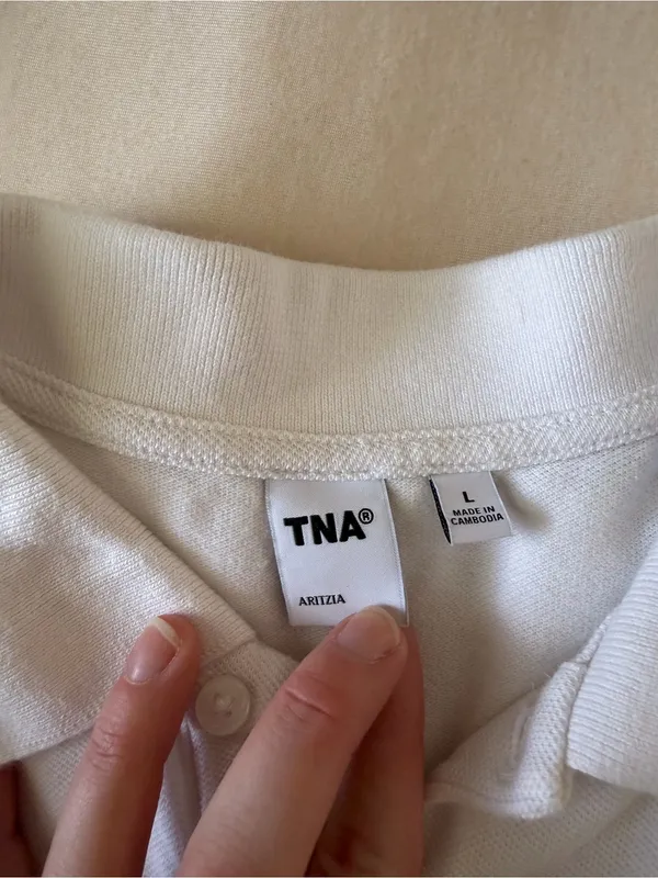 Aritzia TNA Holland White Polo-Style Short Sleeve Top - Image 5