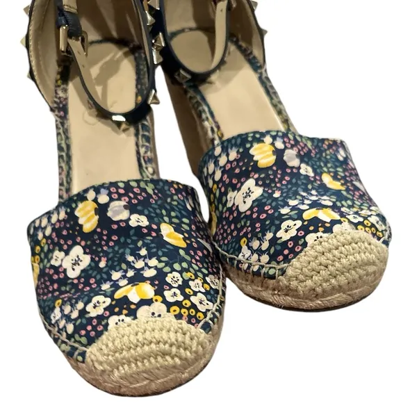 Marc Fisher Studded Floral Sakti Wedge Espadrille Ankle Strap Round Toe Shoes 10 - Image 3