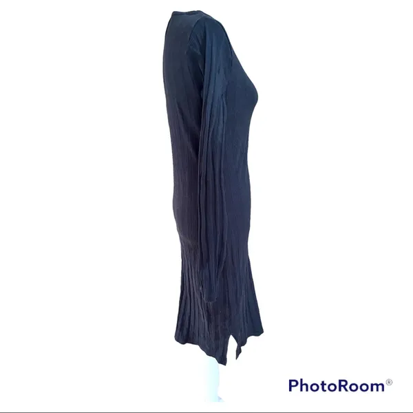 Pact Ribbed Long Sleeve Organic Cotton Midi Dress Navy Small - Image 2