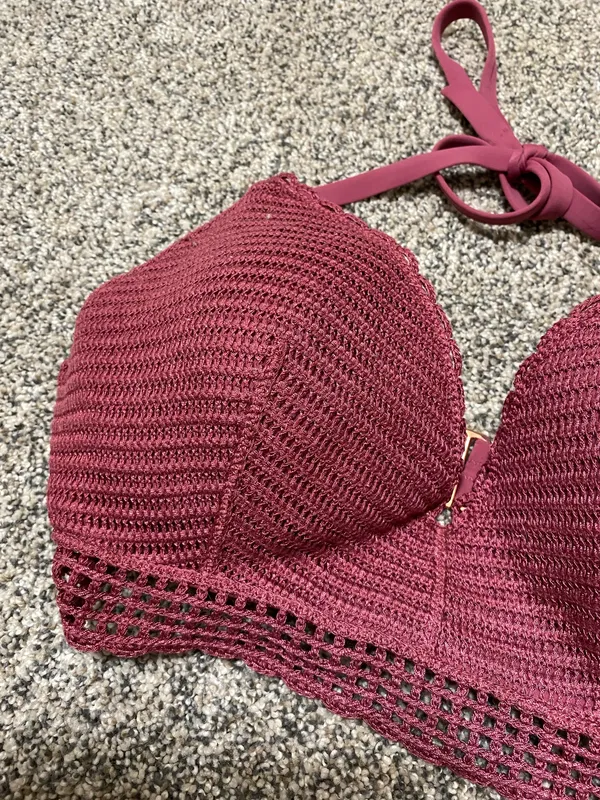 Shade & Shore Pink Crochet Corset Bikini Top - Image 4