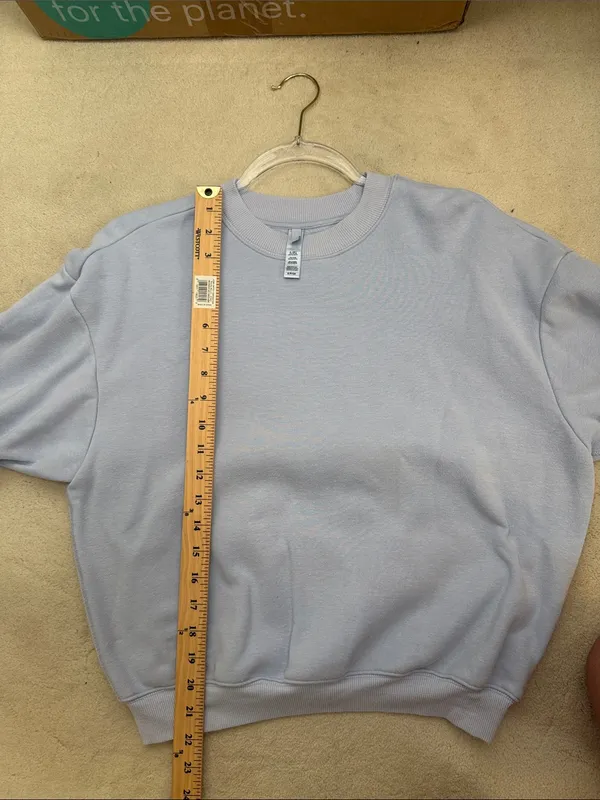 Skims Blue Cotton Blend Crewneck Fleece Sweatshirt Size Small - Image 8