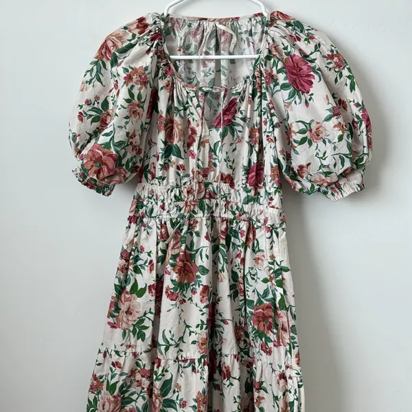 ANTHROPOLOGIE The Somerset Puff Sleeve Edition Floral Rose Printed Dress Size: S - Image 5