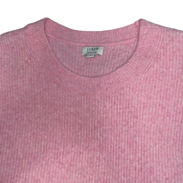 J Crew‎ Ribbed Boyfriend Crewneck Sweater Extra Soft Wool Blend Women XL Pink - Image 2