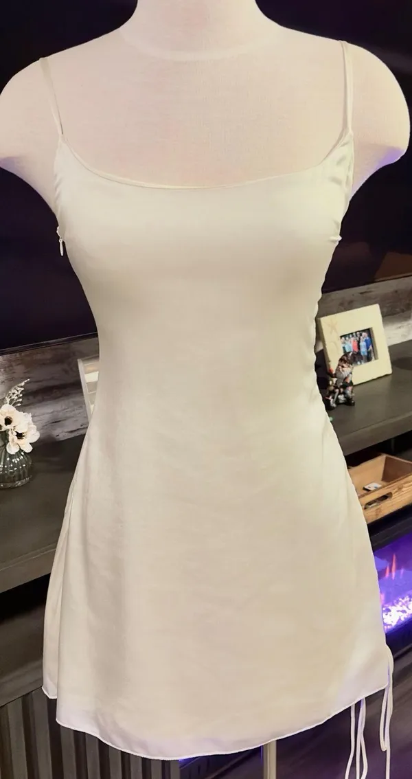 Oh Polly Mini Dress Satin Off White - Image 5