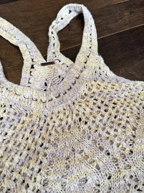 Free people pastel crochet crop tank top small - Image 4