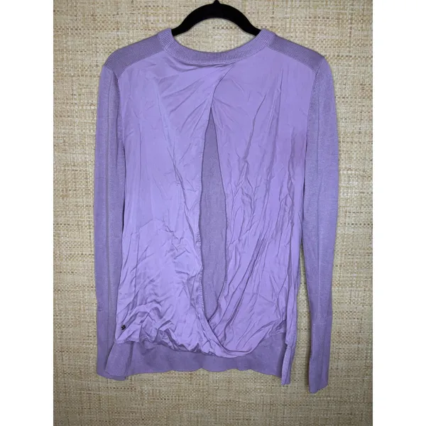Lululemon Still at Ease Lavender Purple Open Back Knit Sweater Long Sleeve - Image 5