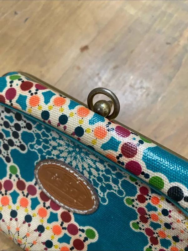 Fossil Teal Multicolor Dot-Print Clasp Wallet - Image 8