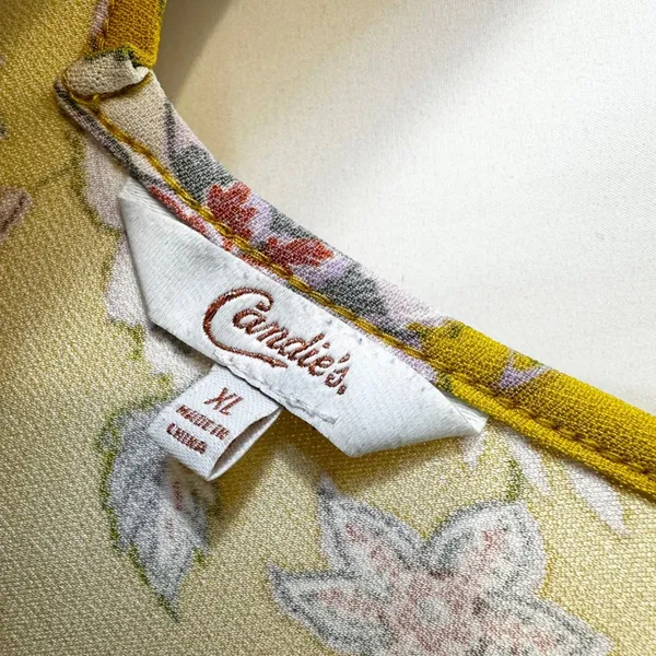 Candies XL‎ Mini Dress Yellow Floral Twist Front Sleeveless Preppy Boho 1039 - Image 8