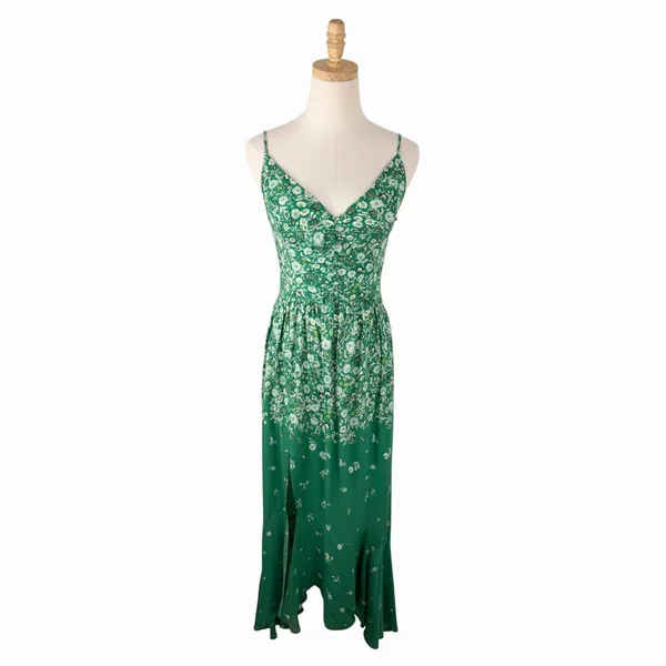 Free People Ready Or Not Floral Maxi Slip Dress Green Size Small - Image 3