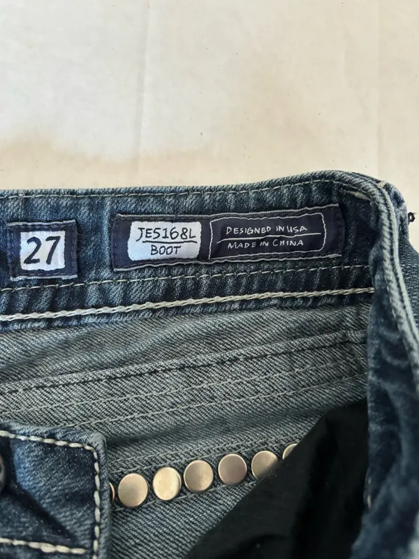 Miss Me Bootcut Jeans Size 27 Studded Pocket Medium Wash - Image 4