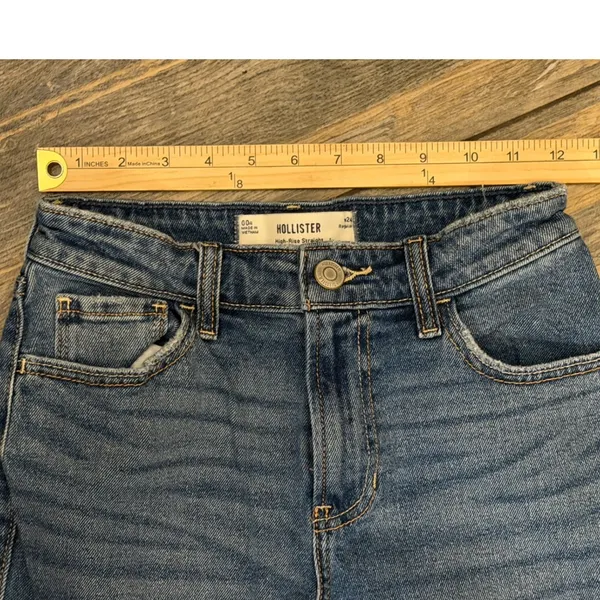 Hollister High-Rise Straight Leg Jeans Mid Rise 24/00 (24x29) Stretch Whiskering - Image 5
