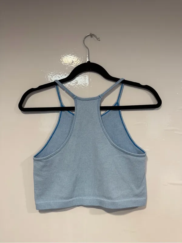 Light Blue AS Revival Ribbed‎ Racerback Crop Tank - Image 3