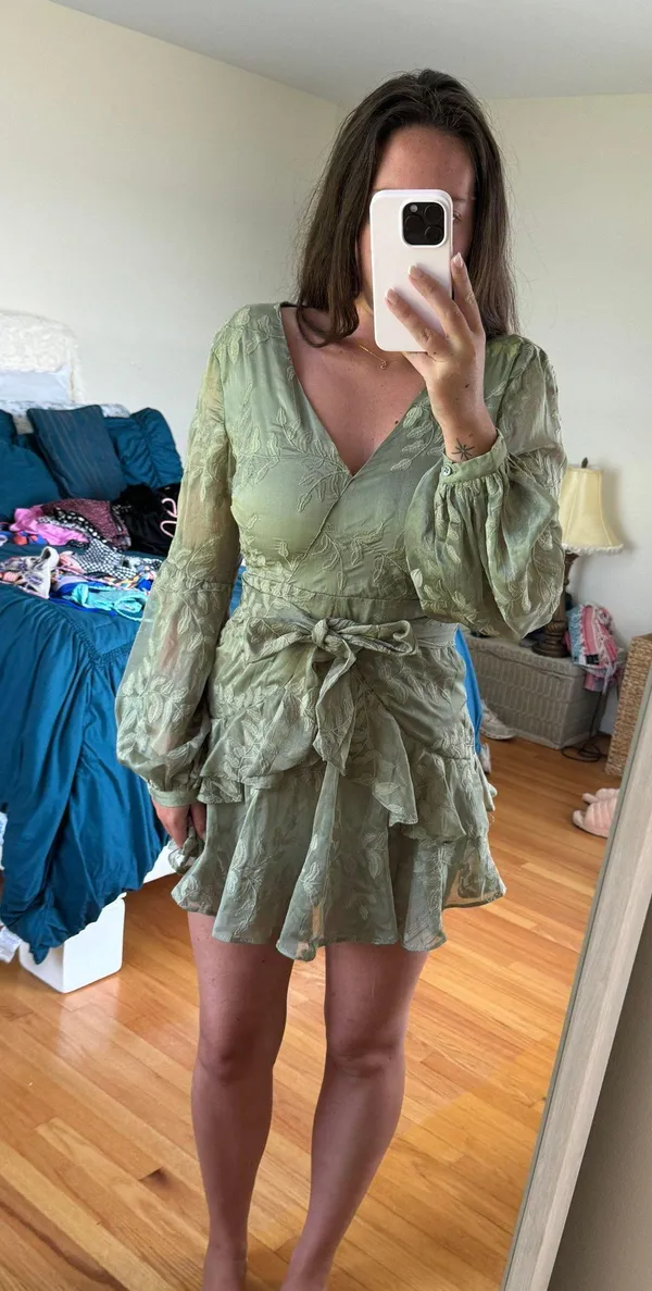 Hello Molly Green Ruffle Dress - Image 3