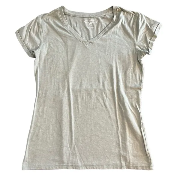Beverly Hills‎ Polo Club T-Shirt Womens Size Small Seafoam Green V-Neck Tee - Image 2