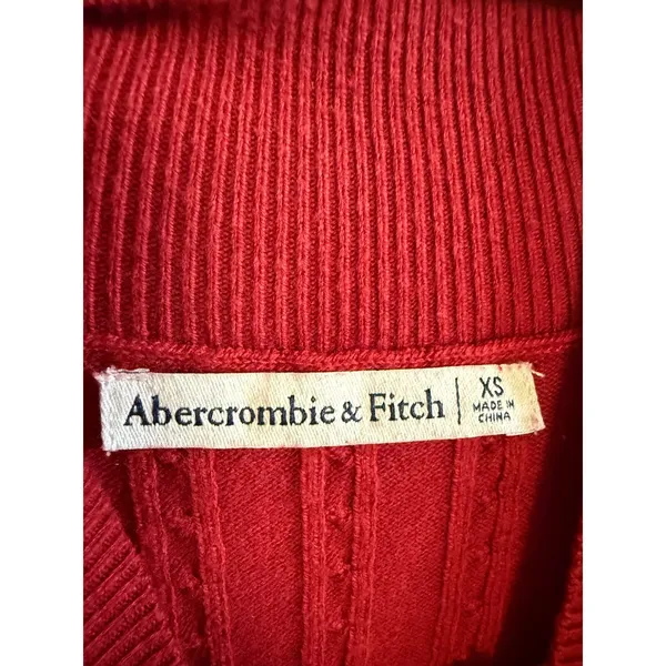 Abercrombie & Fitch Women's XS Red Knit‎ Mock Neck Long Sleeve Mini Dress - Image 2