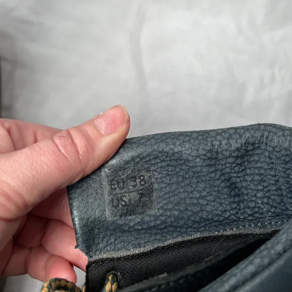 coolway Black Leather Plaid trim Lace Up Ankle Boots US 7 - Image 4