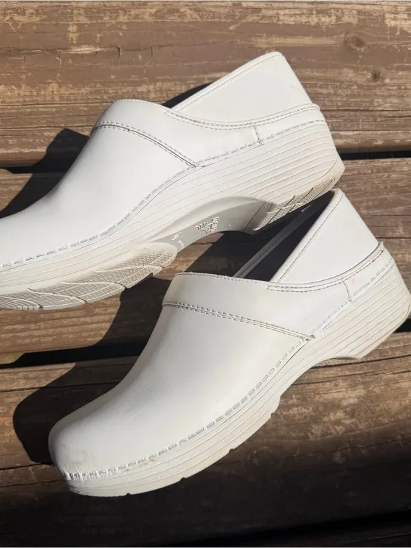 Dansko LT White Leather Clogs Slip On Nursing Shoes EU 40 US 9.5-10 - Image 6