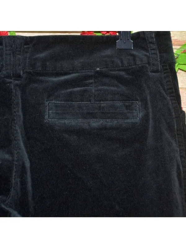 Lee Womens 14 M Black Corduroy Pants Just Below Waist Stretch Straight Leg - Image 5