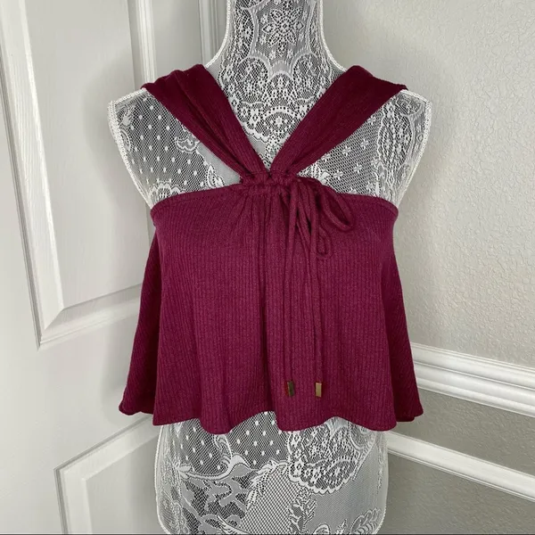 FREE PEOPLE Womens XS Ribbed Square Neck Reversible Flowy Crop Tank Top - Image 2