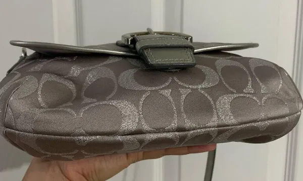 COACH Gray Silver Signature Canvas Crossbody - Image 3