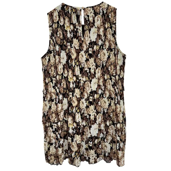 Abercrombie & Fitch Black Brown Cream Floral Pleated Sleeveless Dress Size M - Image 2