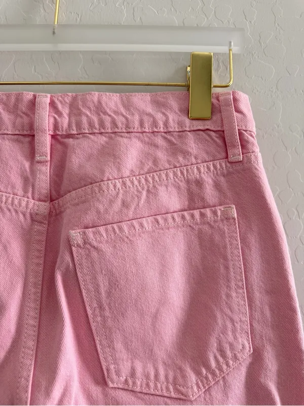 FRAME Le Jane Wide Leg Crop High Rise Jeans in Washed Dusty Pink Size 27 - Image 11