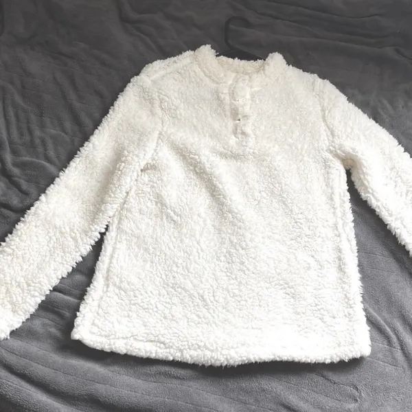 White Sherpa Fleece Pullover (S) - Image 3
