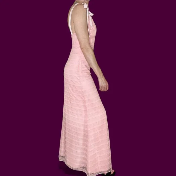 Lovers + Friends Light Pink Textured Lace Girly Coquette Maxi Sleeveless Dress - Image 5