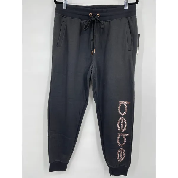 Bebe Womens Black Jogger Sweatpants Fleece Activewear Pants Rhinestones NEW 1X - Image 10