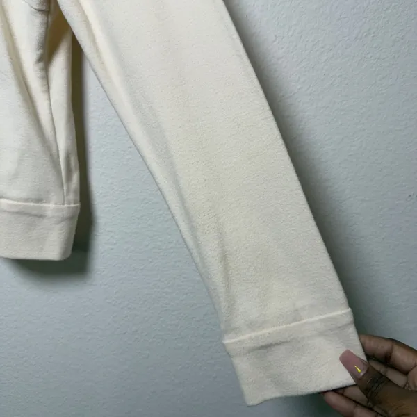 BURU Women Cotton Turtleneck Top Medium‎ Cream Keyhole Back Long Sleeve Nursing - Image 5