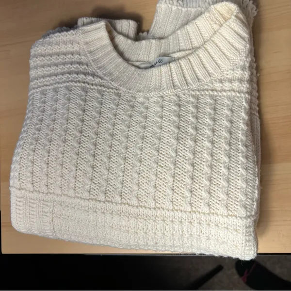 Madewell Stitchmix Cropped Pullover Sweater Womens Size Small Cream‎ Soft - Image 10