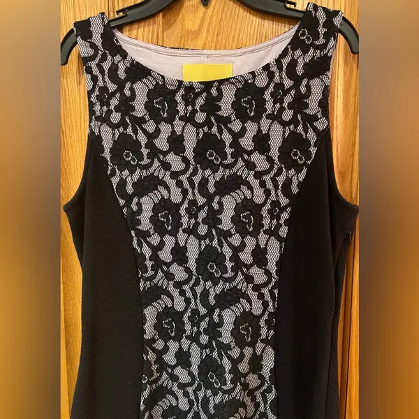Maeve x Anthropologie Sirena Lilac & Black Lace‎ Fit & Flare Ruffle Dress Medium - Image 6