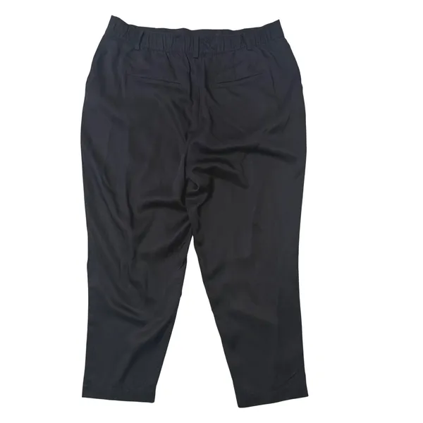 Loft Pleated Ankle Pants Womens 14 Black Elastic Back Tapered Academia Office - Image 2