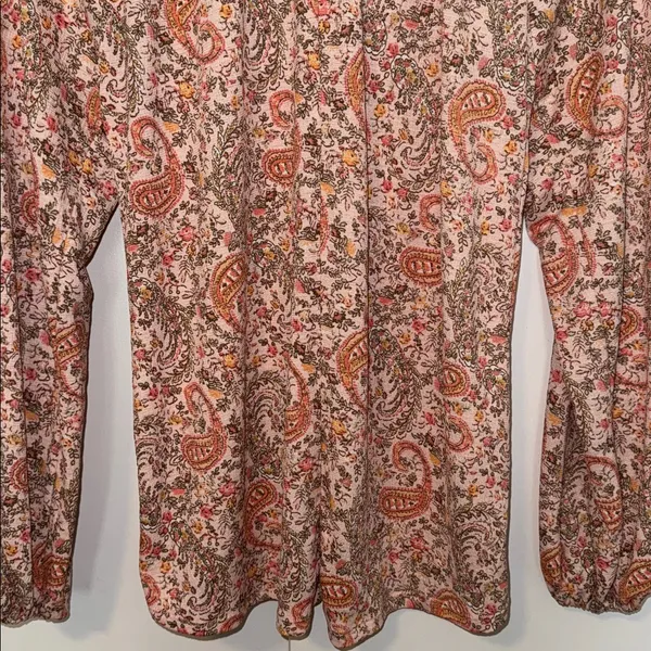 Daytrip Boho Peasant Blouse Top Blush Floral Paisley Print Women’s Medium M - Image 11