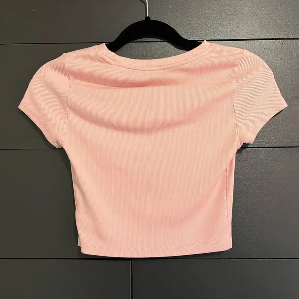 AEROPOSTALE Y2K Hamptons Seriously Soft Pink Ribbed Baby Tee Sz M EUC - Image 3