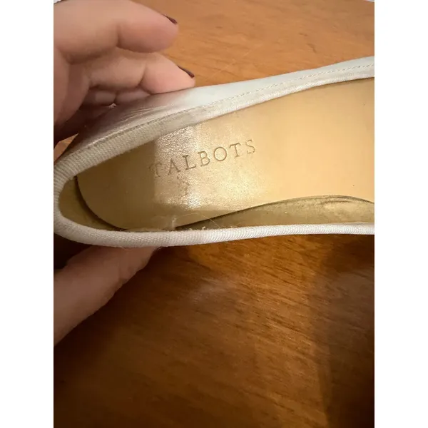 Talbots Womens Silver Metallic Leather Pointed Toe Bow‎ Ballet Flats Size 6.5 M - Image 7